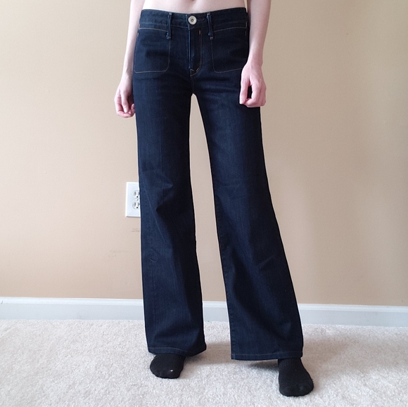 AMI Dark Blue Flare Jeans Low Rise - Picture 3 of 10